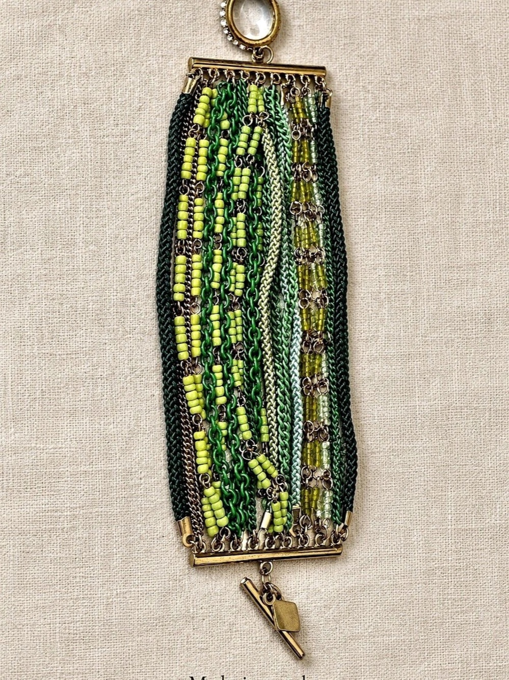 Green Beaded Statement Bracelet 188